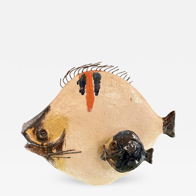 Ivo De Santis Mid Century Modern Italian Glazed Ceramic Fish Sculpture by Ivo De Santis