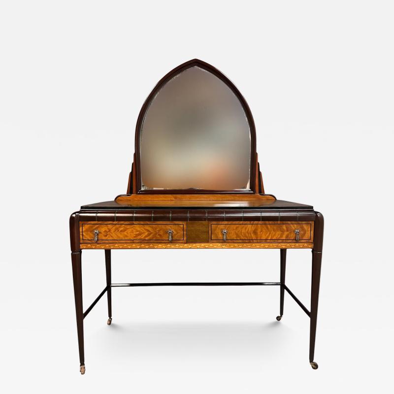 J B Van Sciver Art Deco Vanity by J B Van Sciver with Parquetry Inlay Donald Deskey Style