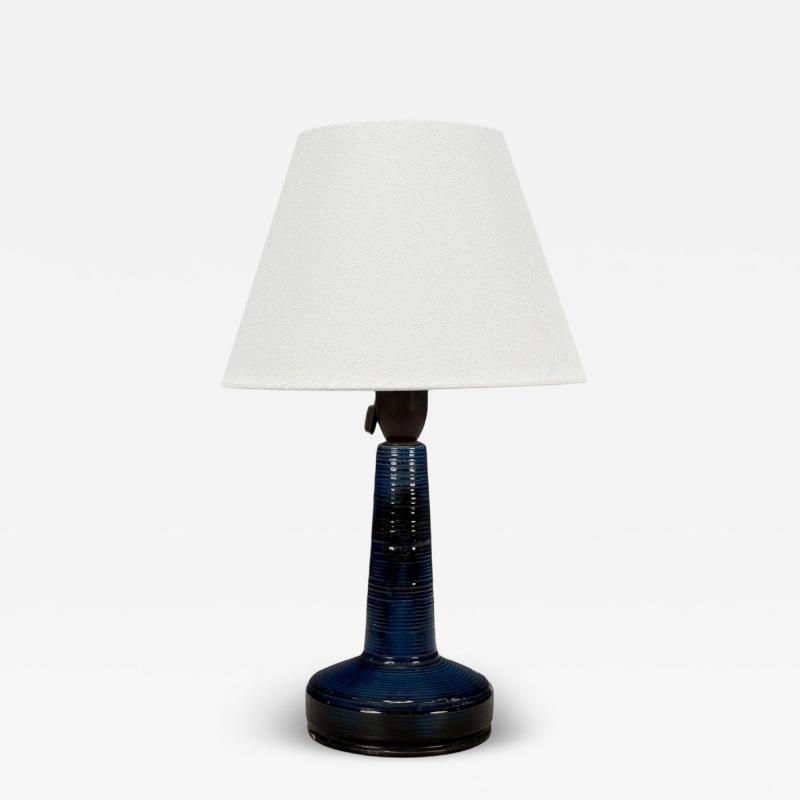 J Holstein Keramik Blue Stoneware Table Lamp Denmark 1960s