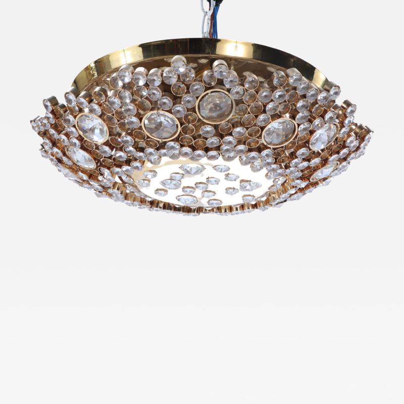 J L Lobmeyr A Gold Plated Brass Crystal Flush Mount Fixture by Lobmeyr Austria C 1960 