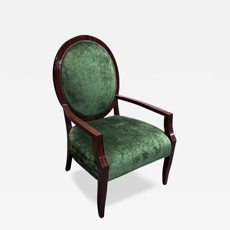 J Robert Scott Modern J Robert Scott Green Silk Velvet Macassar Balloon Back Arm Chair