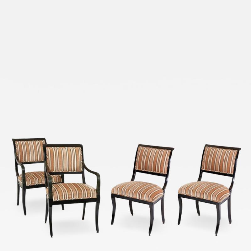 J Robert Scott Sally Sirkin Lewis for J Robert Scott Black Lacquer Dining Chairs Set of 4