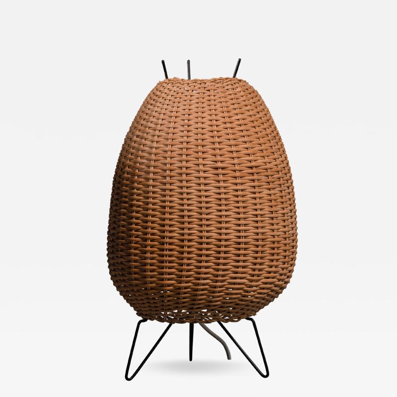 J T Kalmar Kalmar woven wicker table lamp