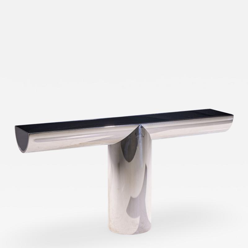 J Wade Beam J Wade Beam for Brueton Mid Century Stainless Steel Tee Console Table