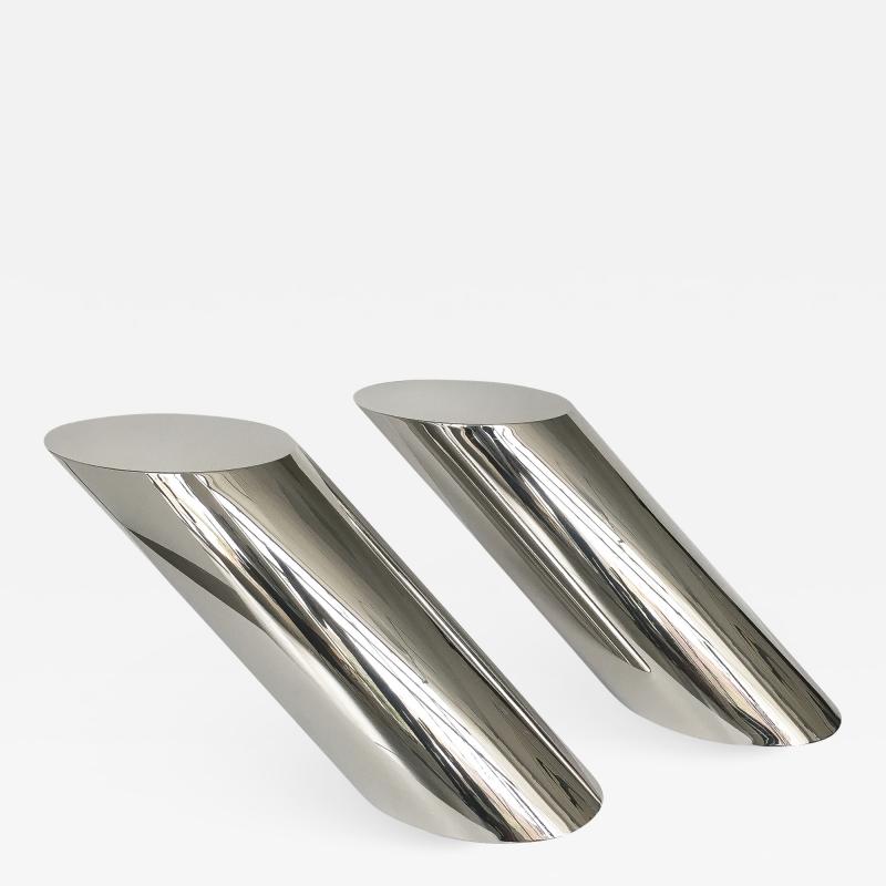 J Wade Beam Pair of Brueton Polished Steel Zephyr End Tables by J Wade Beam