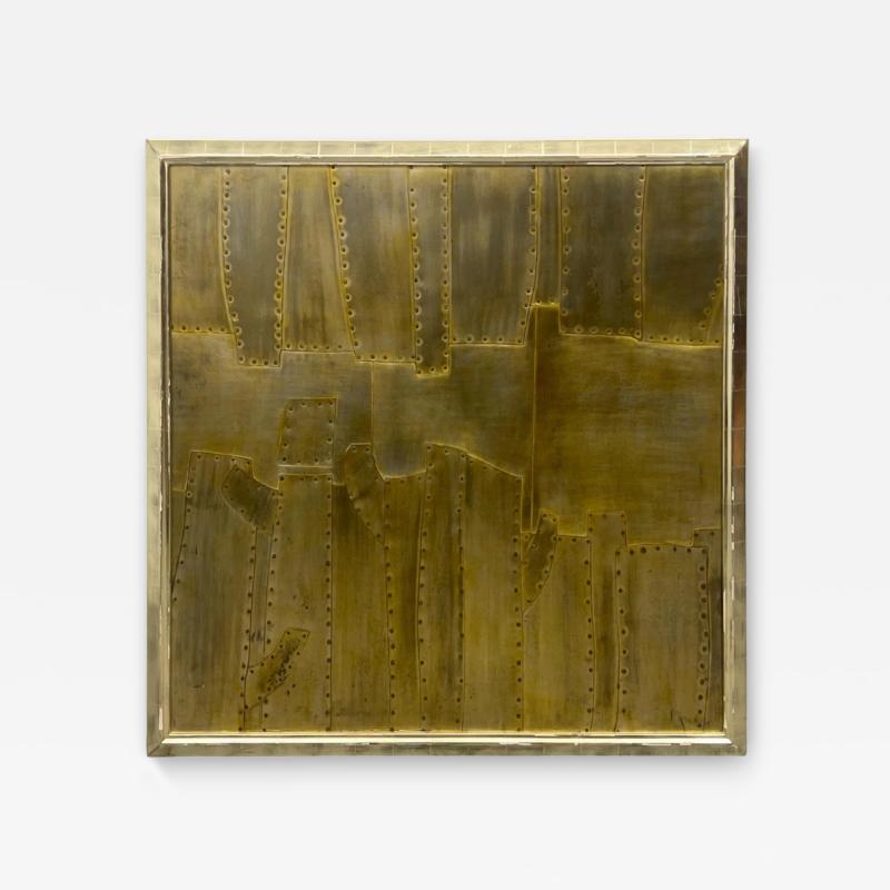 JAMES A BUCHMEN MONUMENTAL STEEL VERTICALS FRAMED METAL WALL SCULPTURE BY JAMES BUCHMAN