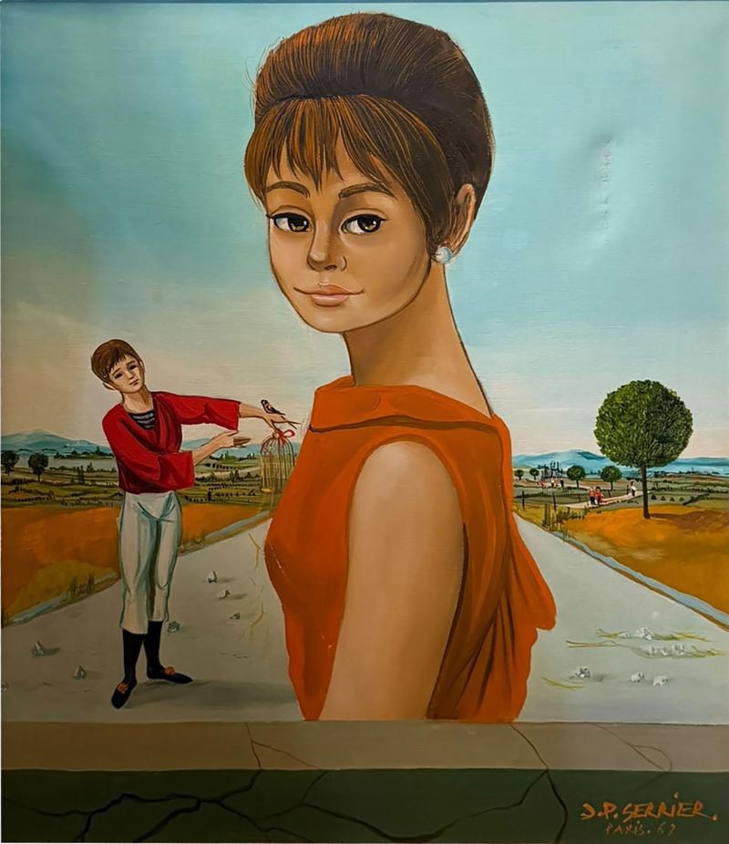 JEAN PIERRE SERRIER FRENCH SURREALIST FEMALE PORTRAIT LANDSCAPE BY JEAN PIERRE SERRIER