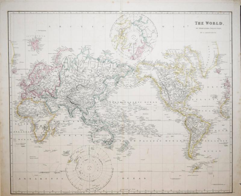 JOHN ARROWSMITH JOHN ARROWSMITH 1790 1873 THE WORLD ON MERCATOR S PROJECTION PL 2