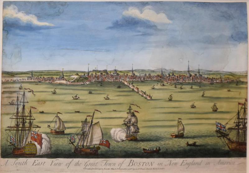 JOHN CARWITHAM A SOUTH EAST VIEW OF THE GREAT TOWN OF BOSTON IN NEW ENGLAND IN AMERICA