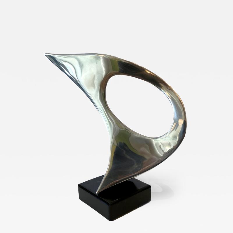 Jack Arnold Modern Chrome Sculpture with Metal Base Jack Arnold