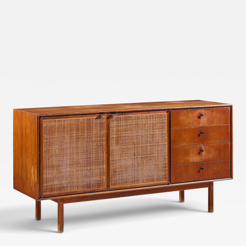 Jack Cartwright Jack Cartwright for Founders Mid Century Walnut and Cane Credenza