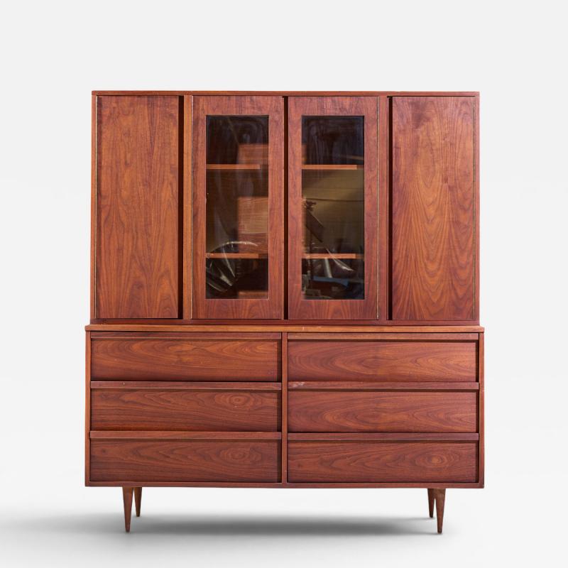 Jack Cartwright Jack Cartwright for Founders Style Mid Century Walnut Credenza with Hutch