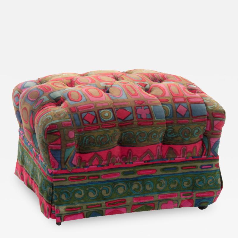 Jack Lenor Larsen Chic Tufted Ottoman with Jack Lenor Larson Fabric