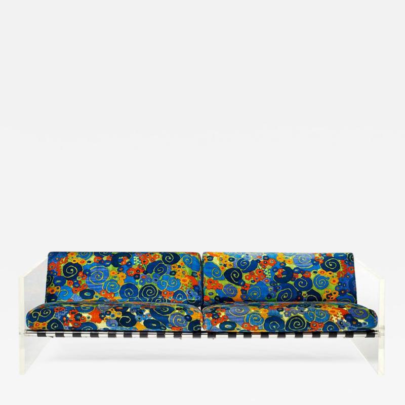 Jack Lenor Larsen Late 1950s Striking Visual Couch with Jack Lenor Larsen Fabric