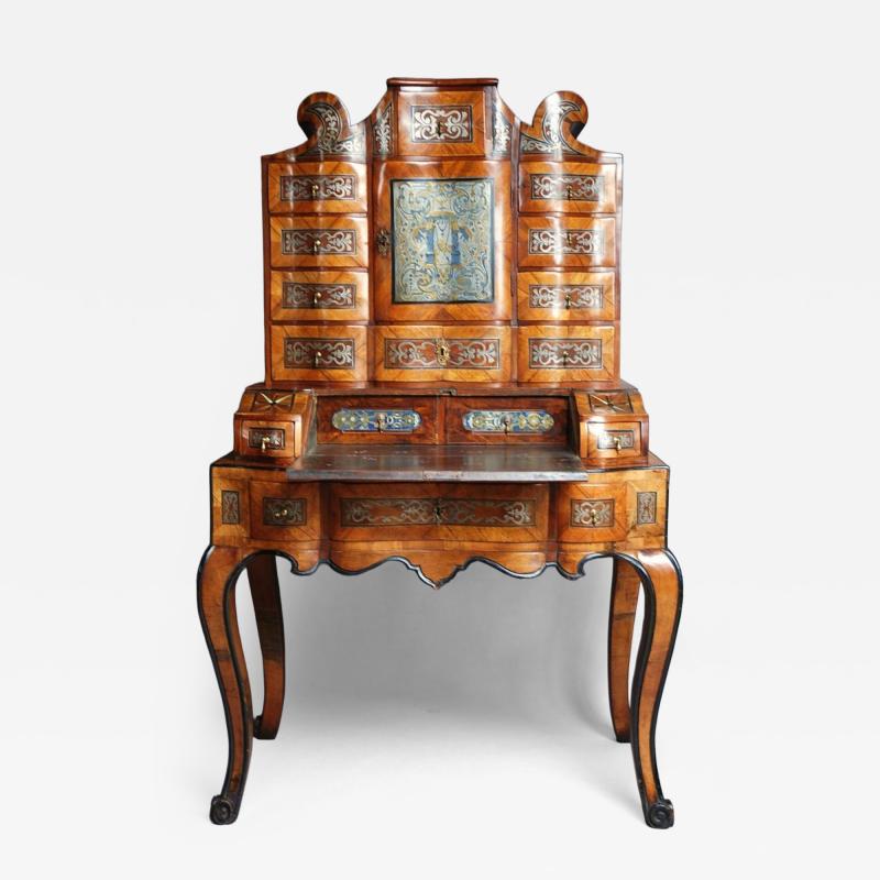 Jacob Arend South German walnut bureau cabinet on stand