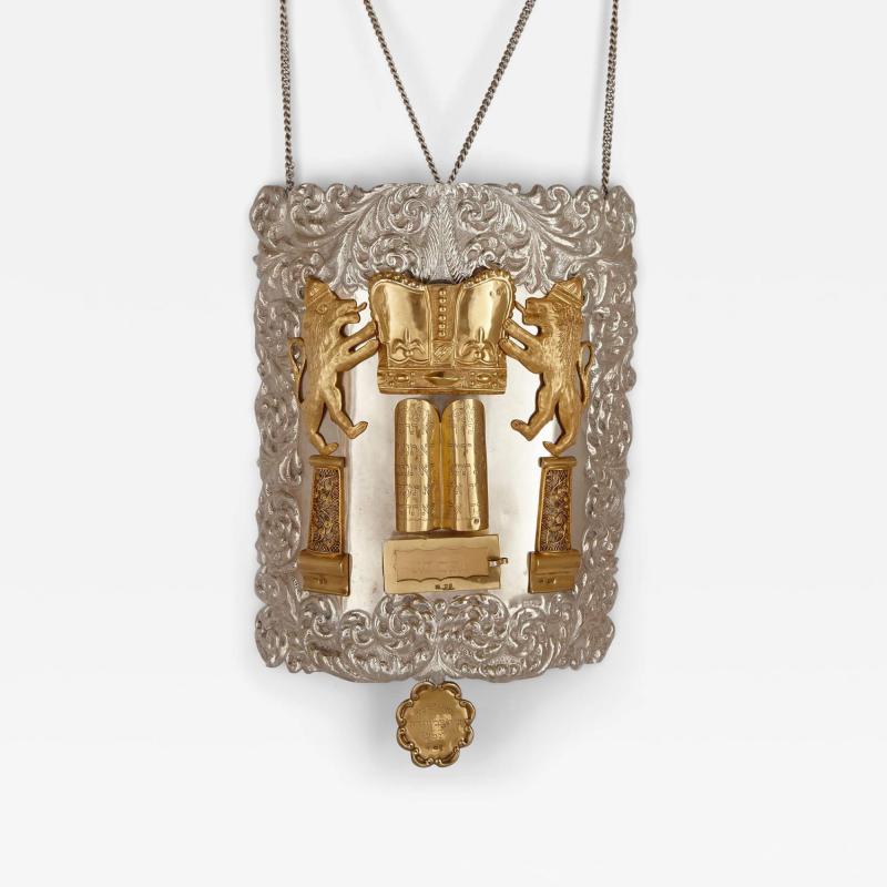 Jacob Langleben Silver gilt Judaica Torah breast plate by Jacob Langleben 1896