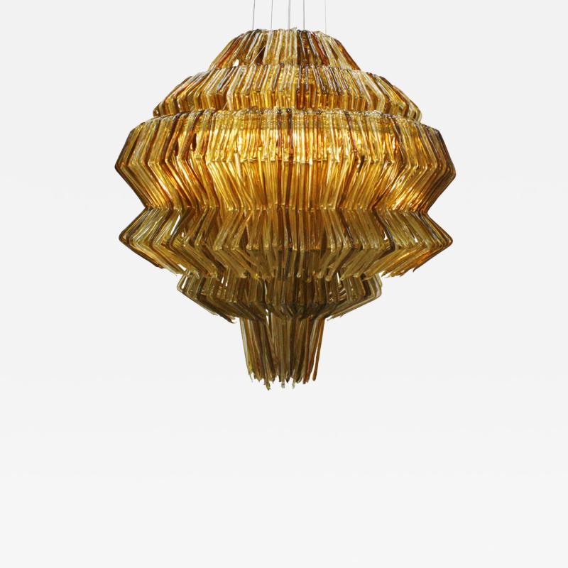 Jacopo Foggini Jacopo Foggini Contemporary Pendant Gold and Brown Polycarbonate Lamp Italy