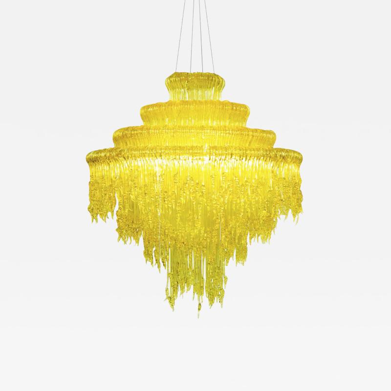 Jacopo Foggini Yellow Resin Chandelier Mod Sneeze B by Jacopo Foggini