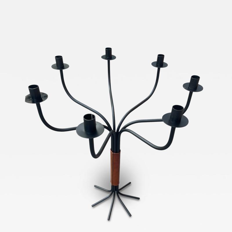 Jacques Adnet 1950s Candles holder by Jacques Adnet