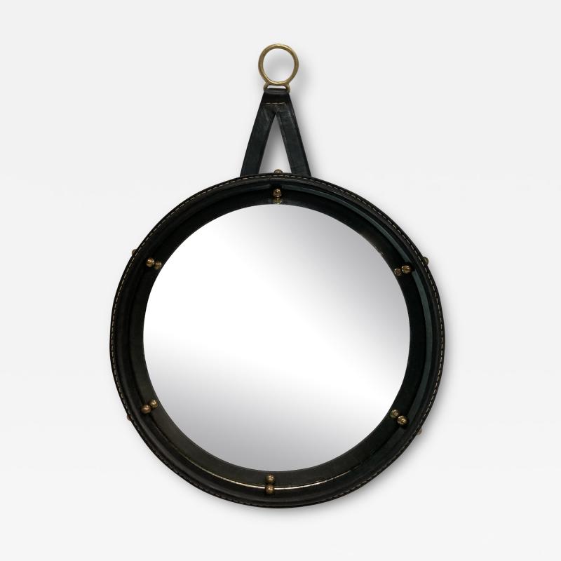 Jacques Adnet 1950s Convex Mirror by Jacques Adnet