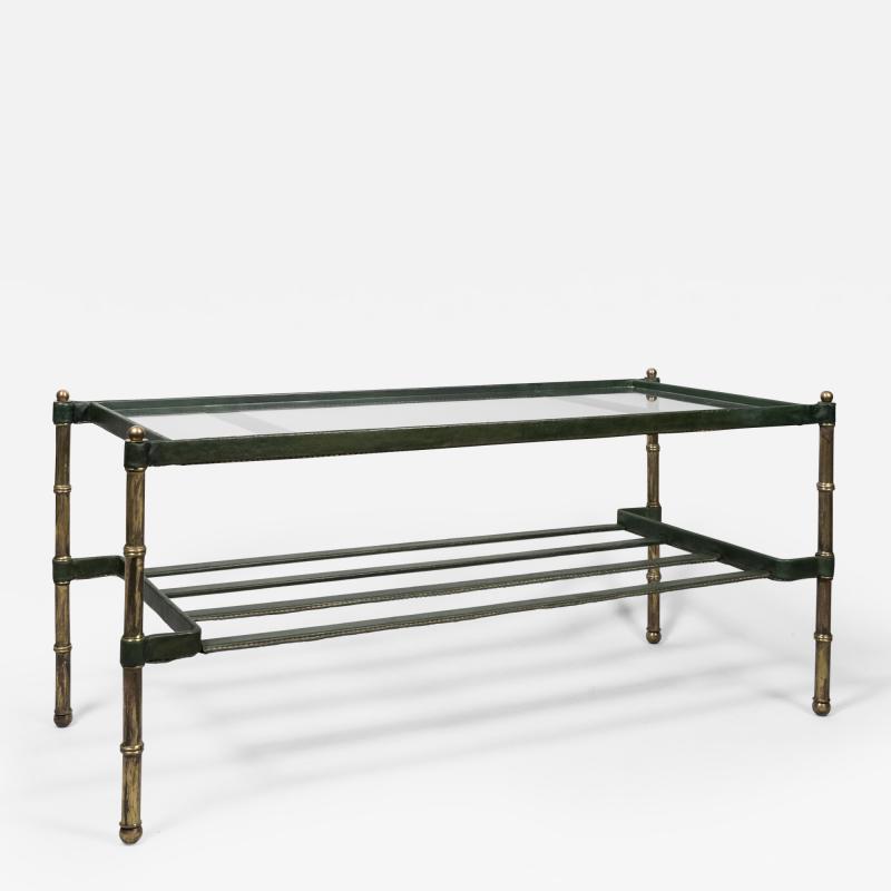 Jacques Adnet 1950s Stitched Leather Cocktail table By Jacques Adnet