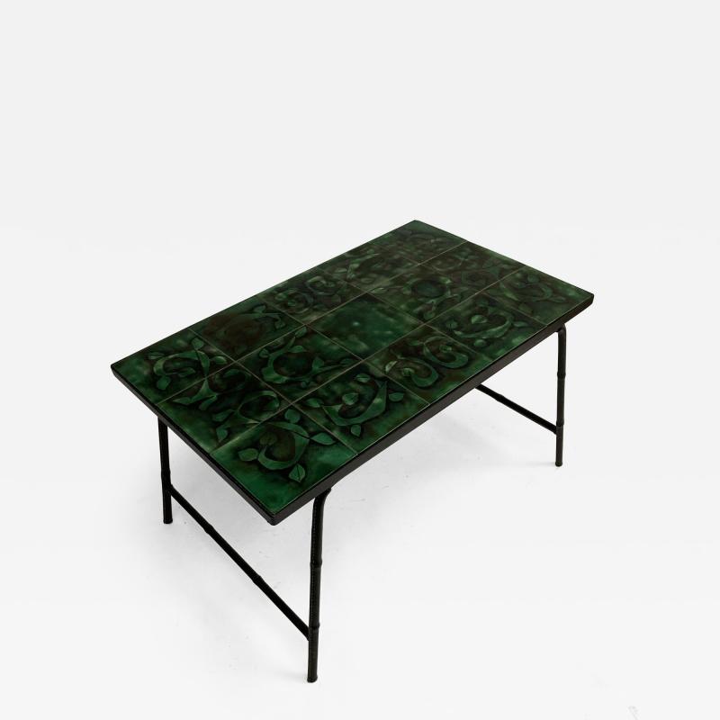 Jacques Adnet 1950s Stitched Leather Cocktail table y Jacques Adnet