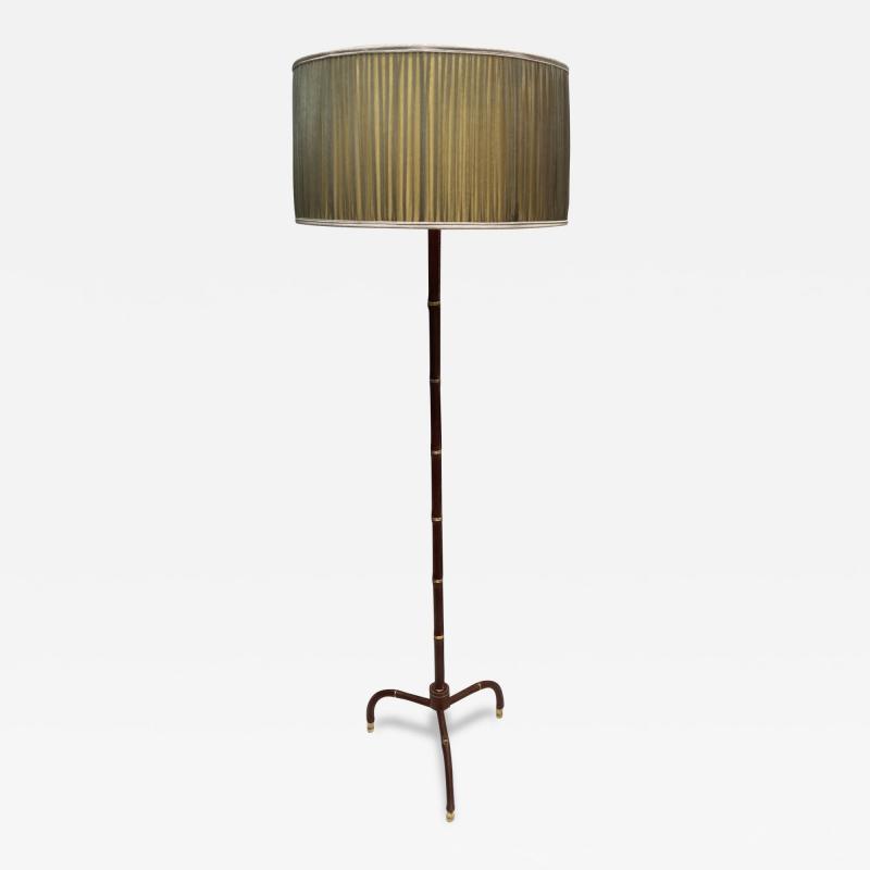 Jacques Adnet 1950s Stitched Leather Floor lamp By Jacques Adnet