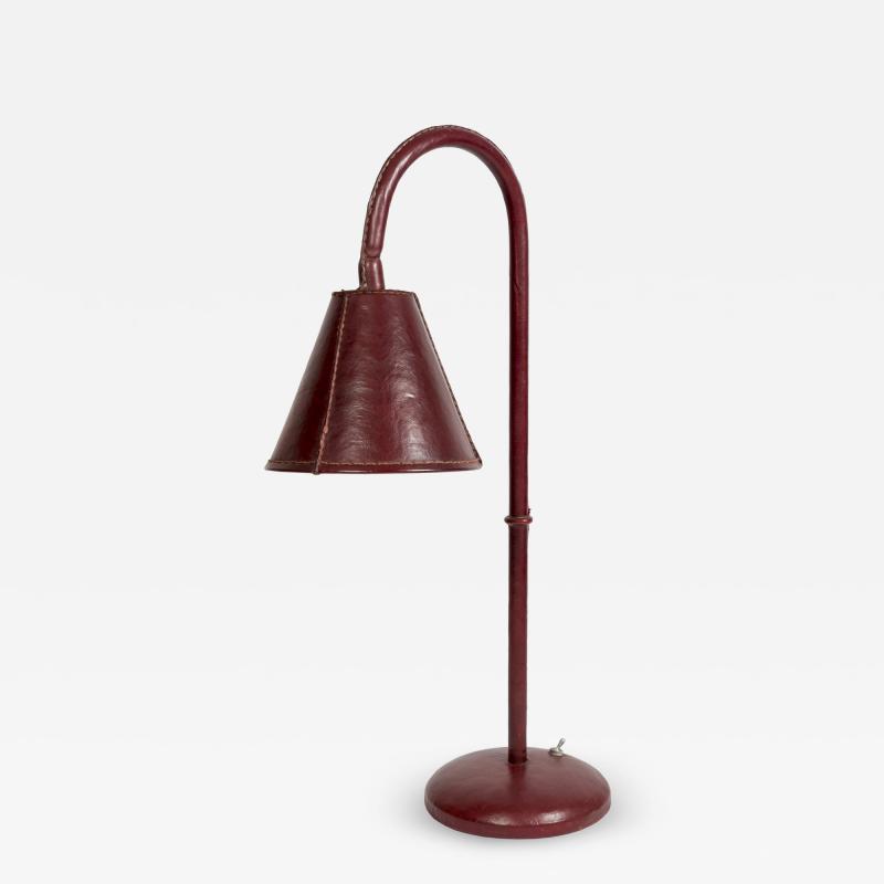 Jacques Adnet 1950s Stitched Leather Lamp By Jacques Adnet