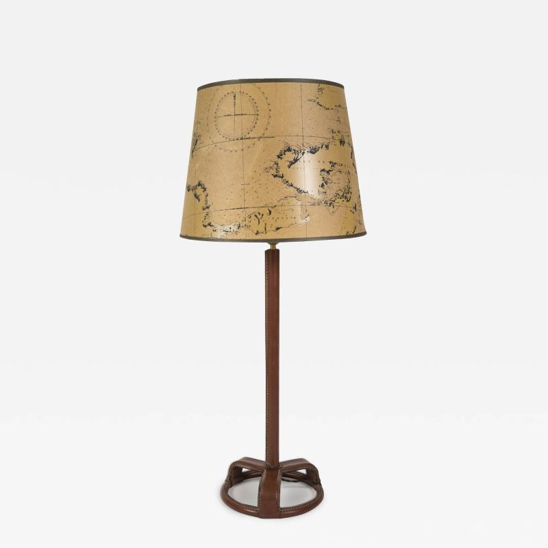 Jacques Adnet 1950s Stitched Leather lamp By Jacques Adnet
