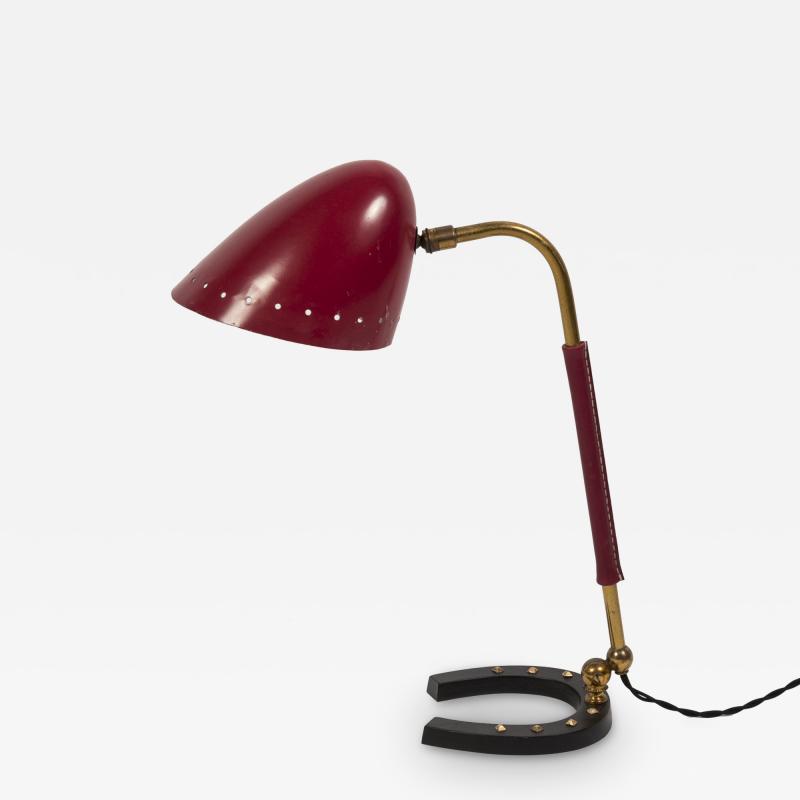 Jacques Adnet 1950s Stitched Leather lamp by Jacques Adnet