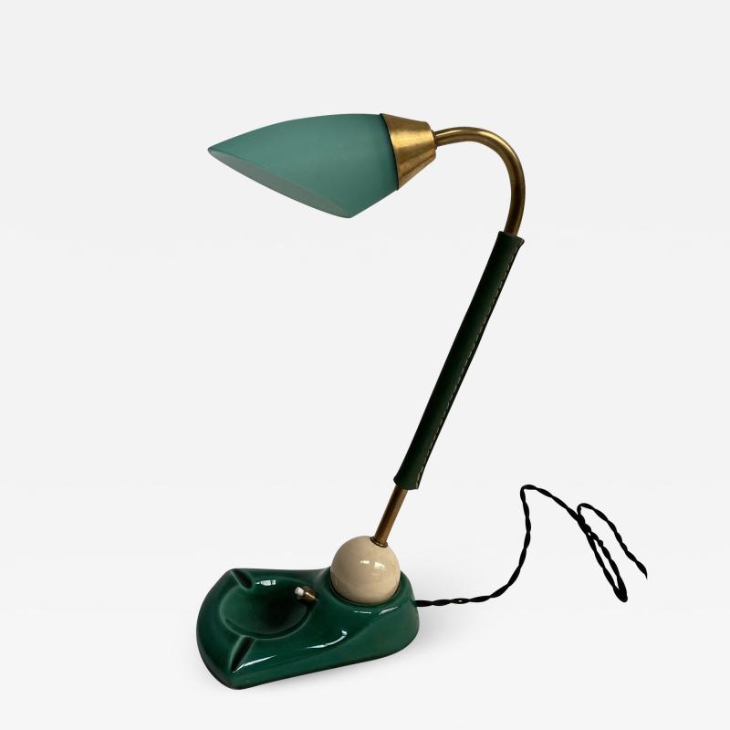 Jacques Adnet 1950s Stitched Leather lamp by Jacques Adnet