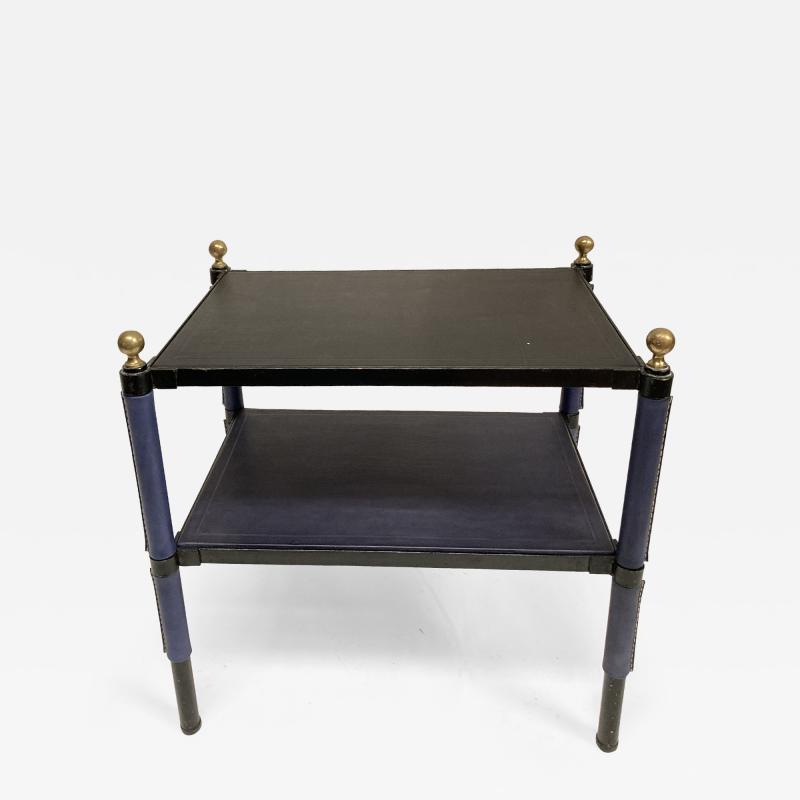Jacques Adnet 1950s Stitched Leather side tables by Jacques Adnet