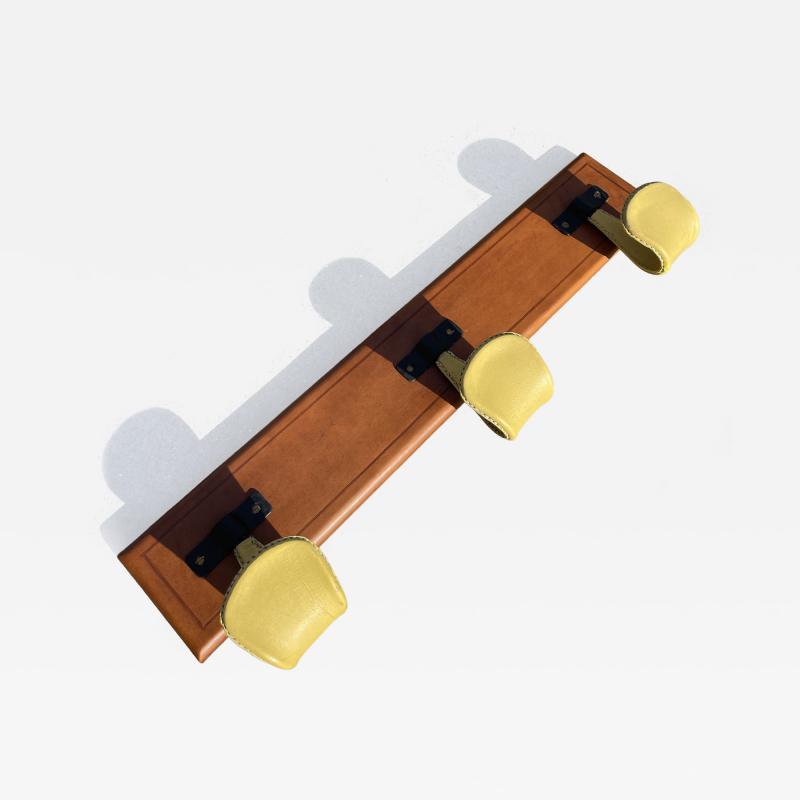 Jacques Adnet 1950s Stitched leather Coat rack by Jacques Adnet