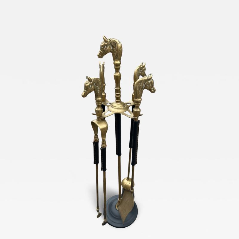Jacques Adnet 1950s Stitched leather and bronze mantles by Jacques Adnet