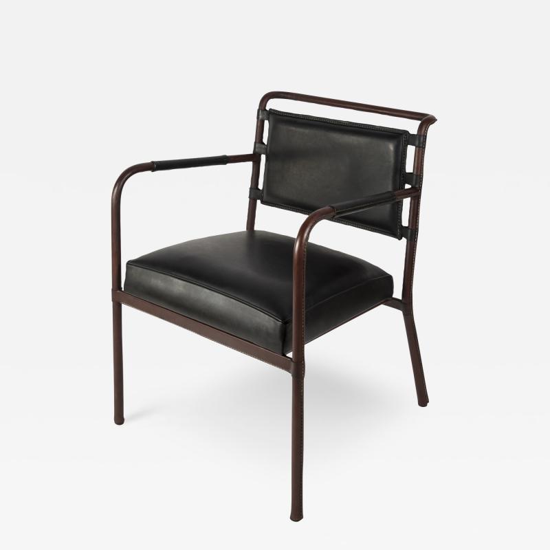 Jacques Adnet 1950s Stitched leather armchair by Jacques Adnet