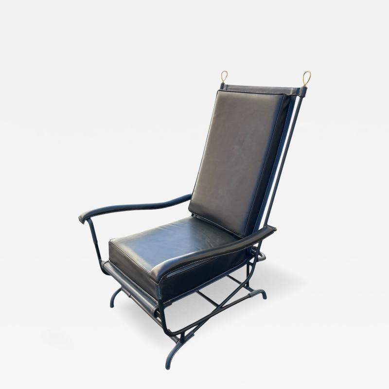 Jacques Adnet 1950s Stitched leather armchair by Jacques Adnet