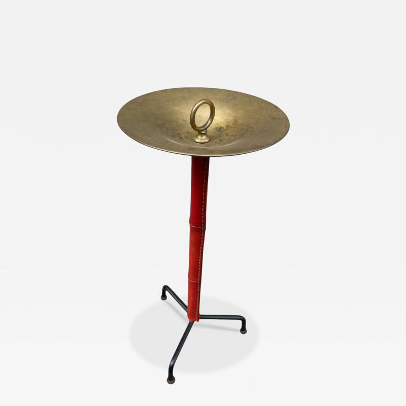 Jacques Adnet 1950s Stitched leather ashtray by Jacques Adnet