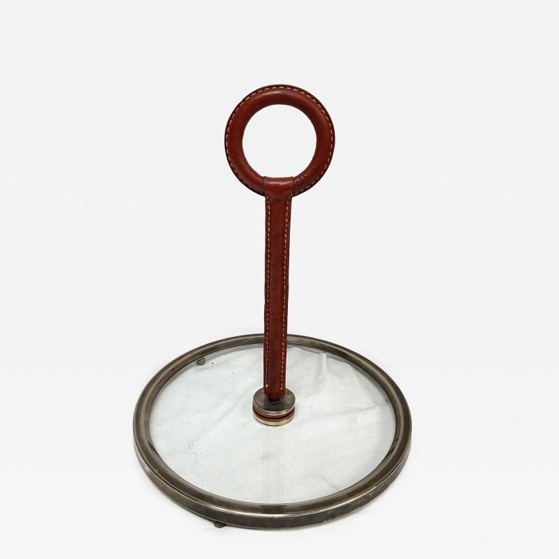 Jacques Adnet 1950s Stitched leather center table by Jacques Adnet