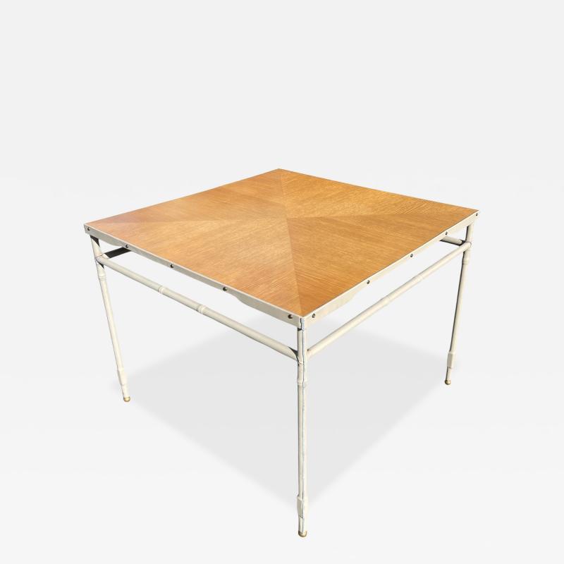 Jacques Adnet 1950s Stitched leather center table or game table by Jacques Adnet