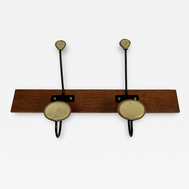 Jacques Adnet 1950s Stitched leather coat rack by Jacques Adnet