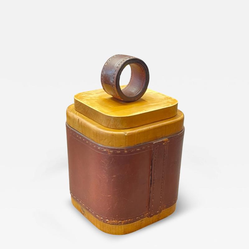 Jacques Adnet 1950s Stitched leather decorative box by Jacques Adnet