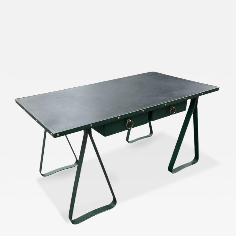 Jacques Adnet 1950s Stitched leather desk by Jacques Adnet