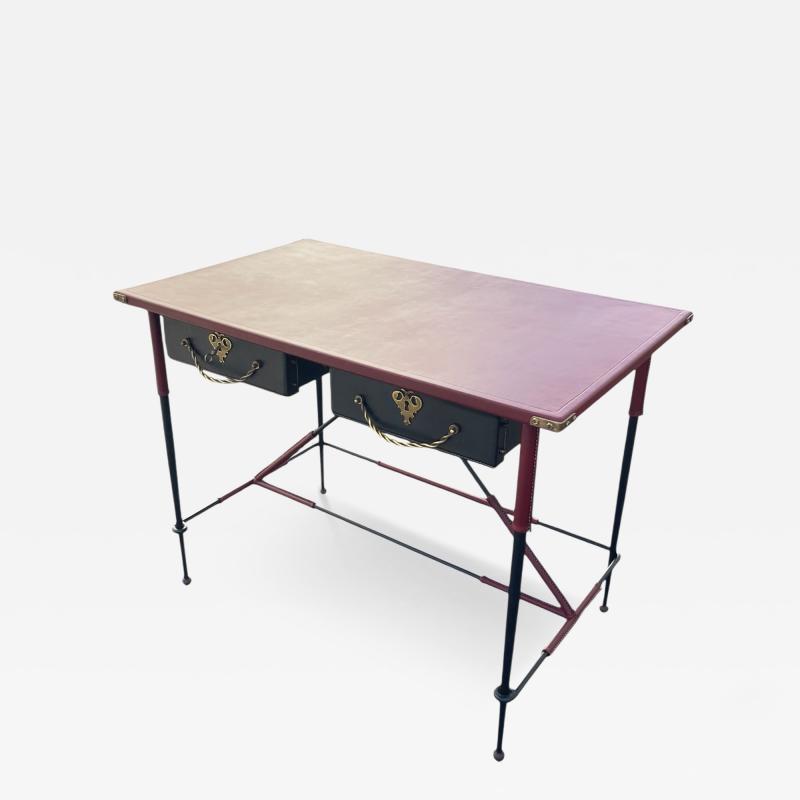 Jacques Adnet 1950s Stitched leather desk by Jacques Adnet