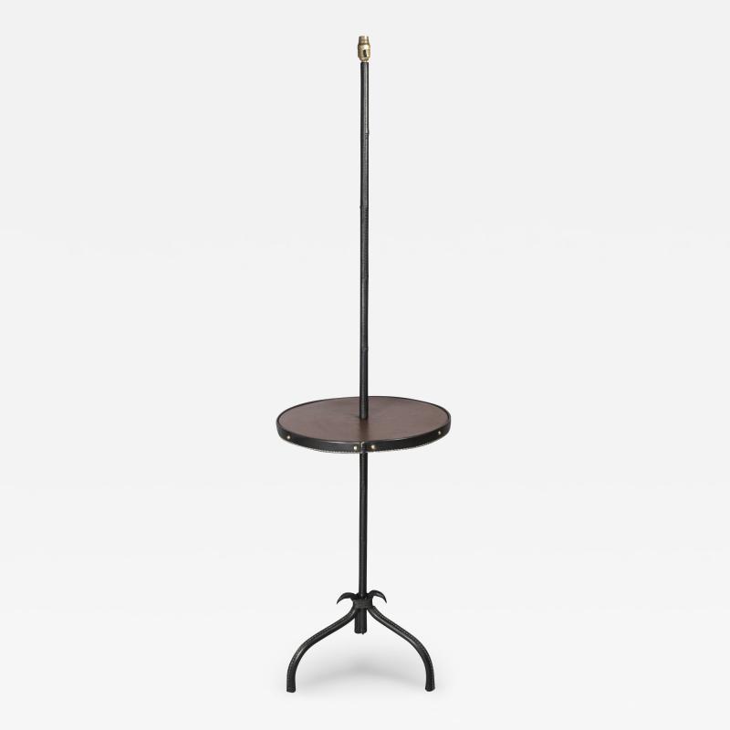 Jacques Adnet 1950s Stitched leather floor lamp By Jacques Adnet