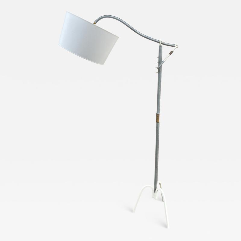 Jacques Adnet 1950s Stitched leather floor lamp By Jacques Adnet