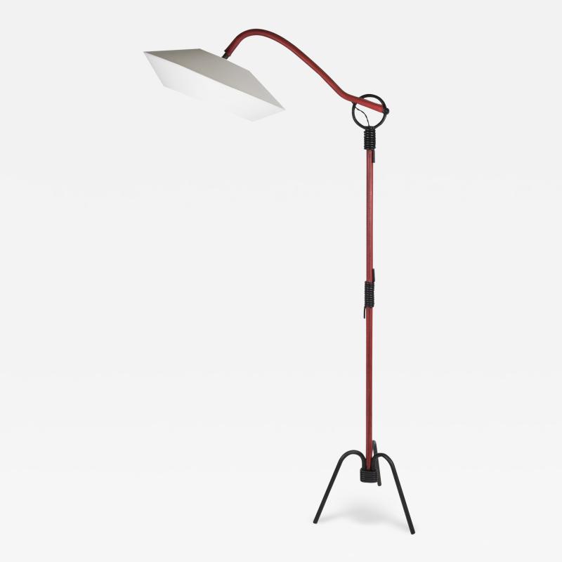 Jacques Adnet 1950s Stitched leather floor lamp by Jacques Adnet