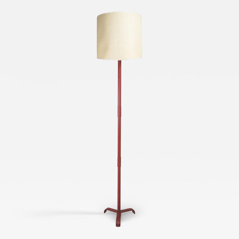 Jacques Adnet 1950s Stitched leather floor lamp designed By Jacques Adnet