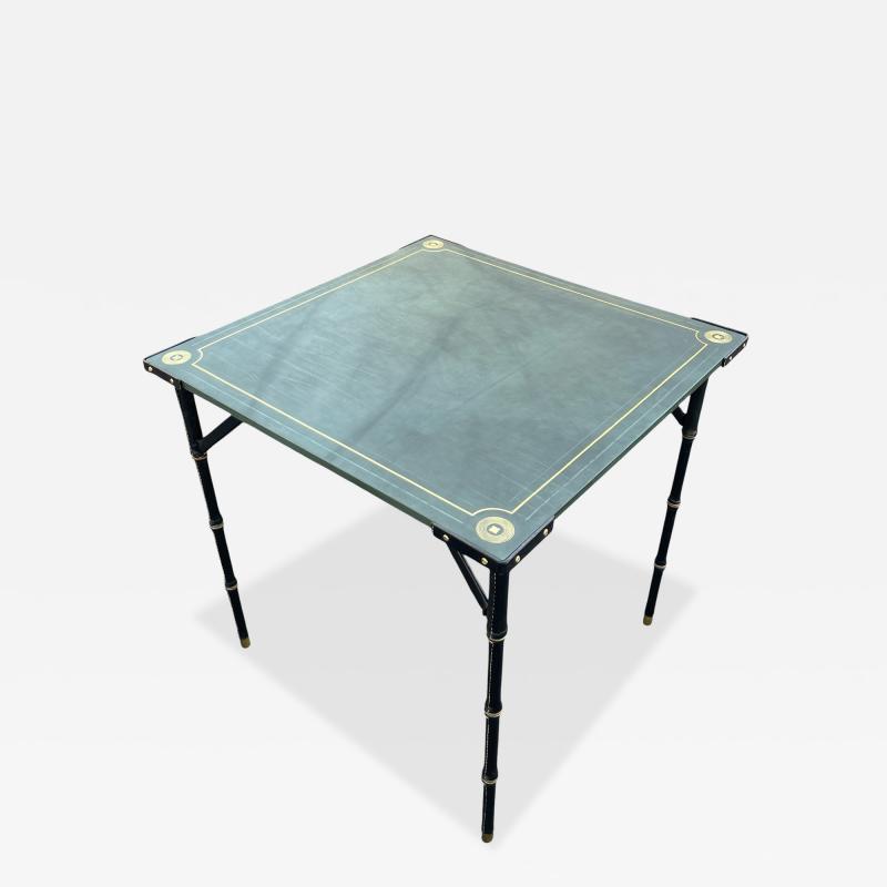 Jacques Adnet 1950s Stitched leather game table by JACQUES ADNET