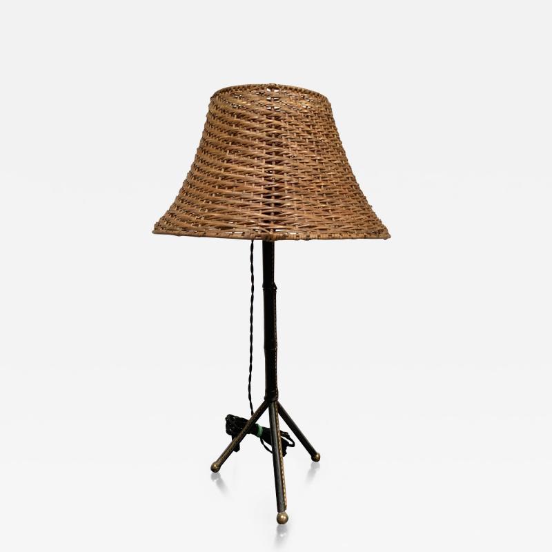 Jacques Adnet 1950s Stitched leather lamp By Jacques Adnet