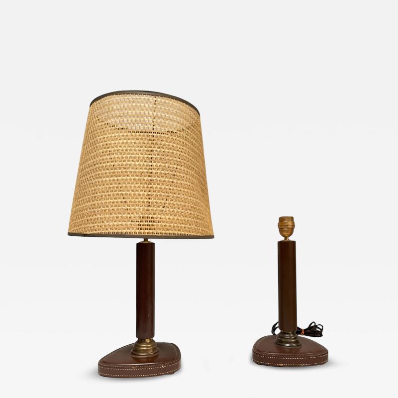 Jacques Adnet 1950s Stitched leather lamp in the style of Jacques Adnet